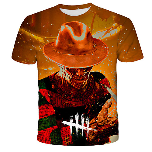 

Men's Graphic Print T-shirt Street chic Exaggerated Daily Holiday Red
