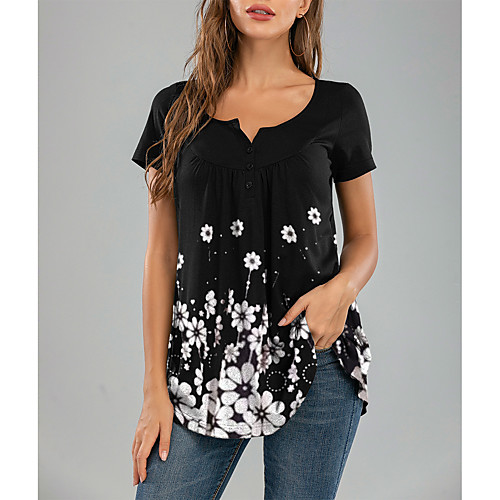 

Women's T-shirt Graphic Tops - Print Round Neck Basic Daily Black M L XL 2XL 3XL