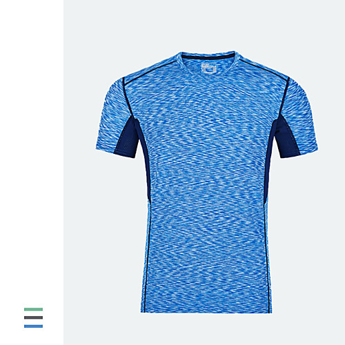 

Men's Short Sleeve Running Shirt Tee Tshirt Elastane Breathable Quick Dry Soft Fitness Gym Workout Running Walking Jogging Sportswear Blue Green Gray Activewear Stretchy