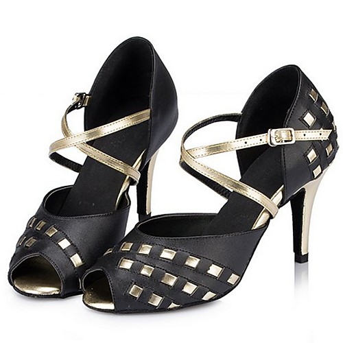 

Women's Latin Shoes PU Heel Cuban Heel Dance Shoes Black