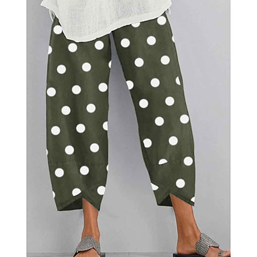 

Women's Basic Daily Chinos Pants - Polka Dot Drawstring Black Army Green S / M / L