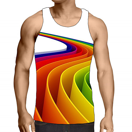 

Men's Graphic Print Tank Top Street chic Exaggerated Daily Going out Rainbow