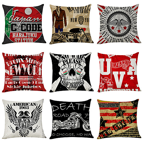 

9 pcs Linen Pillow Cover, Vintage Casual Square Traditional Classic
