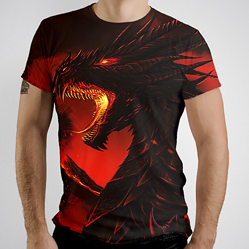 

Men's Graphic Animal Fantastic Beasts Print T-shirt Basic Daily Red