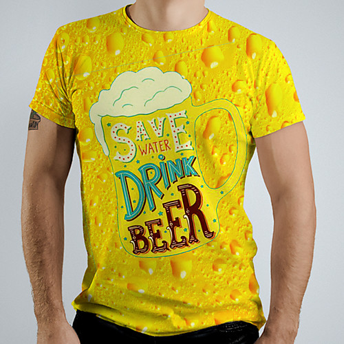 

Men's Graphic Letter Print T-shirt Basic Daily Yellow