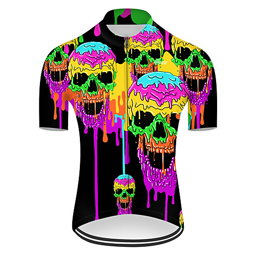 

21Grams Men's Short Sleeve Cycling Jersey Nylon Polyester Violet Gradient Novelty Skull Bike Jersey Top Mountain Bike MTB Road Bike Cycling Breathable Quick Dry Ultraviolet Resistant Sports Clothing