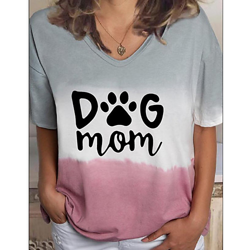 

Women's T-shirt Letter Tops V Neck Daily Blue Purple Red S M L XL 2XL 3XL 4XL 5XL