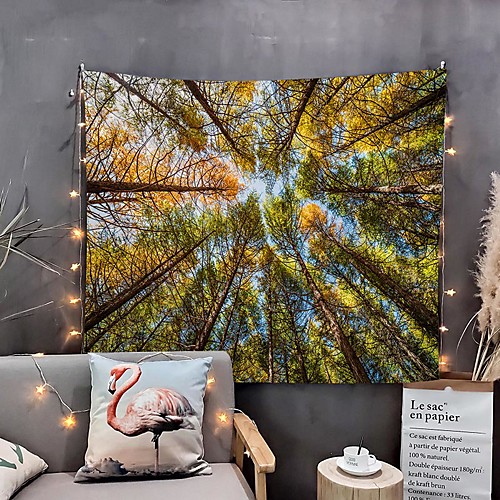 

Home Living Tapestry Wall Hanging Tapestries Wall Blanket Wall Art Wall Decor Forest Tree Blue Sky Cloudy Tapestry Wall Decor