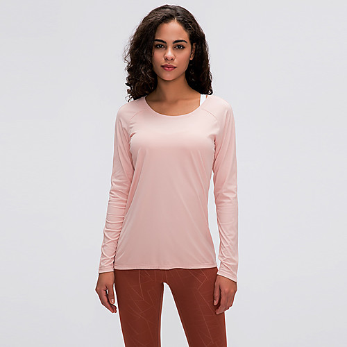 

Women's Running Shirt Fashion Black Red Pink Light Grey Green Nylon Yoga Running Fitness Top Long Sleeve Sport Activewear Breathable Comfort Quick Dry Stretchy