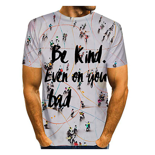 

Men's Graphic Letter Print T-shirt Basic Daily Gray