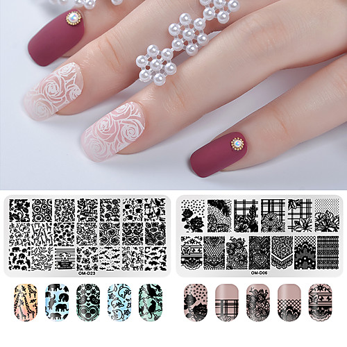 

2 pcs Nail Stamping Tool Template Flower Series nail art Manicure Pedicure Trendy / Fashion Daily