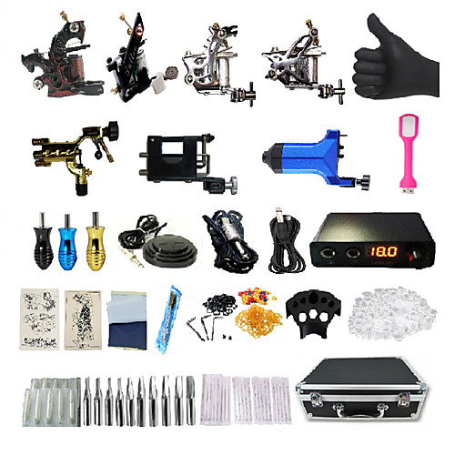 

BaseKey Professional Tattoo Kit Tattoo Machine - 7 pcs Tattoo Machines, Professional / New Aluminum Alloy 18 W Rotary Tattoo Machine / Coil Tattoo Machine / Case Included