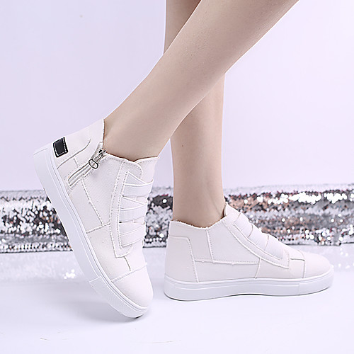 

Unisex Sneakers Wedge Heel Closed Toe Daily Canvas PU Light Yellow White Black