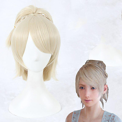 

Cosplay Wig Lunafreya Nox Fleuret Final Fantasy Straight Cosplay With Bangs With Ponytail Wig Short Light Blonde Synthetic Hair 14 inch Women's Anime Cosplay Exquisite Blonde