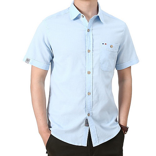 

Men's Solid Colored Print Shirt Daily White / Army Green / Royal Blue / Light Blue