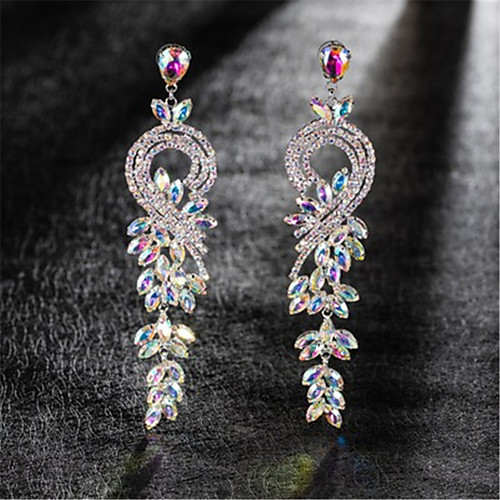 

Women's AAA Cubic Zirconia Earrings Round Cut Floral Theme Stylish Artistic Luxury Trendy Platinum Plated Earrings Jewelry Silver For Christmas Wedding Party Gift Festival 1 Pair