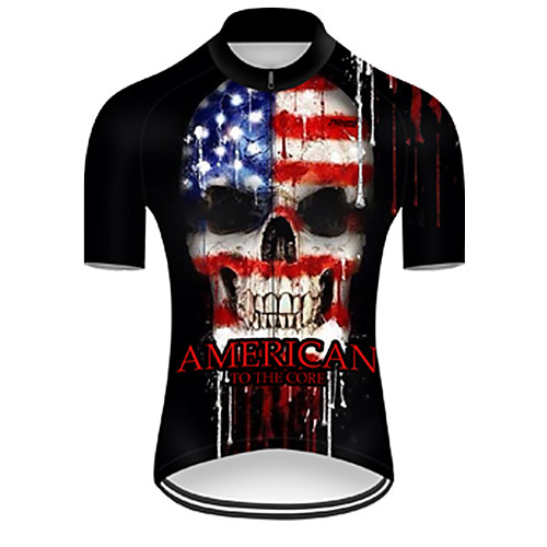 

21Grams Men's Short Sleeve Cycling Jersey RedBlue Skull Bike Top Mountain Bike MTB Road Bike Cycling Breathable Sports Clothing Apparel / Micro-elastic