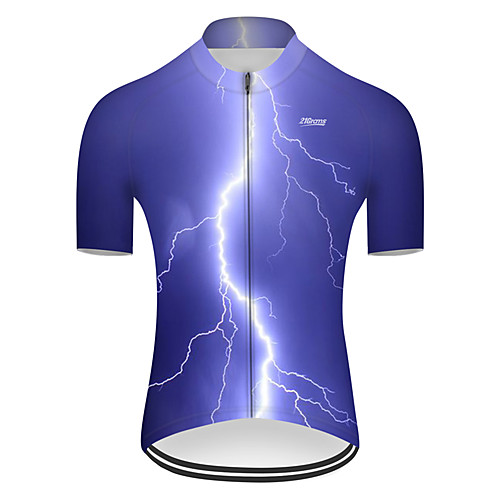 

21Grams Men's Short Sleeve Cycling Jersey Nylon Blue Lightning Gradient 3D Bike Jersey Top Mountain Bike MTB Road Bike Cycling Breathable Quick Dry Sports Clothing Apparel / Micro-elastic