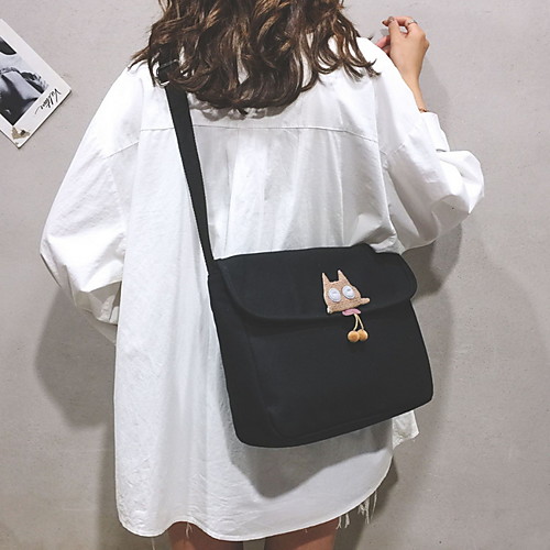 

Women's Zipper Canvas Crossbody Bag Character White / Black
