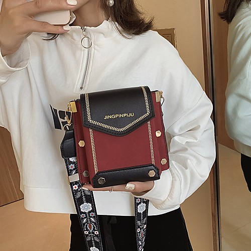 

Women's Zipper PU Crossbody Bag Color Block Red / Blushing Pink / Green