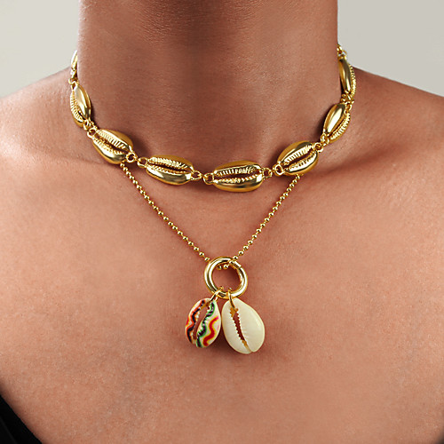

Women's Crystal Necklace Double Layered Trendy Chrome Gold 37 cm Necklace Jewelry For Daily