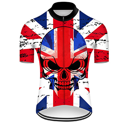 

21Grams Men's Short Sleeve Cycling Jersey Nylon RedBlue Skull UK National Flag Bike Jersey Top Mountain Bike MTB Road Bike Cycling Quick Dry Breathable Sports Clothing Apparel / Micro-elastic