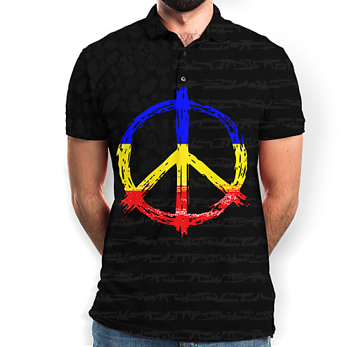 

Men's Graphic Print Polo Basic Daily Black
