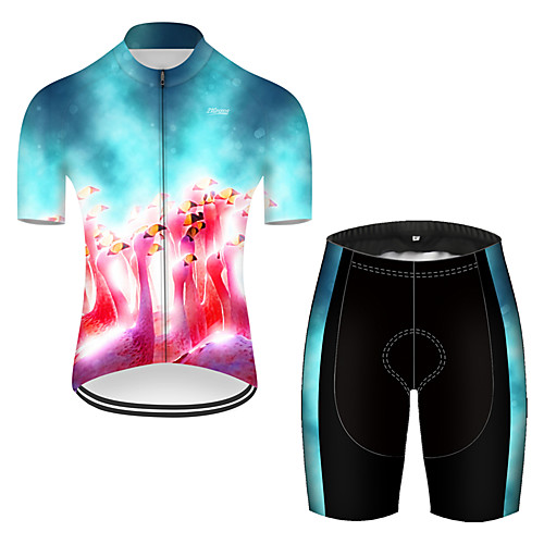 

21Grams Men's Short Sleeve Cycling Jersey with Shorts Nylon Black / Blue Flamingo Bike Breathable Sports Flamingo Mountain Bike MTB Road Bike Cycling Clothing Apparel / Stretchy