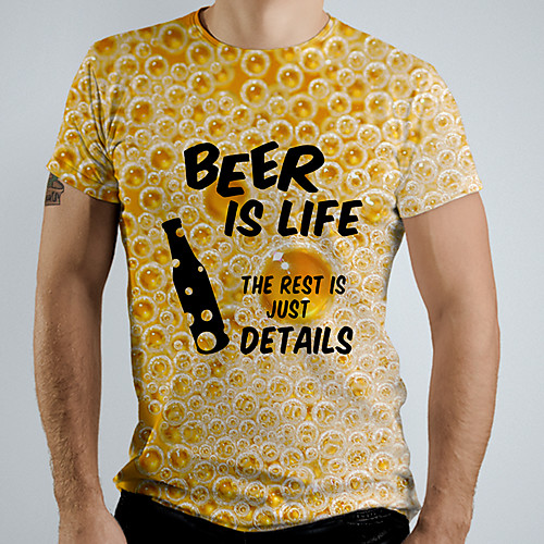 

Men's Graphic Letter Print T-shirt Basic Daily Yellow