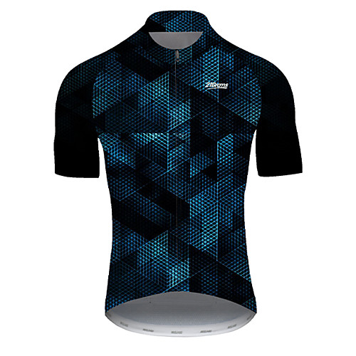 

21Grams Men's Short Sleeve Cycling Jersey Nylon Black / Blue Plaid Checkered Gradient 3D Bike Jersey Top Mountain Bike MTB Road Bike Cycling Breathable Quick Dry Sports Clothing Apparel