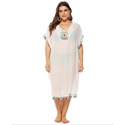 

Women's White Cover-Up Swimwear Swimsuit - Solid Colored One-Size White