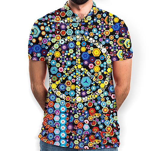 

Men's Rainbow Graphic Print Polo Basic Daily Rainbow