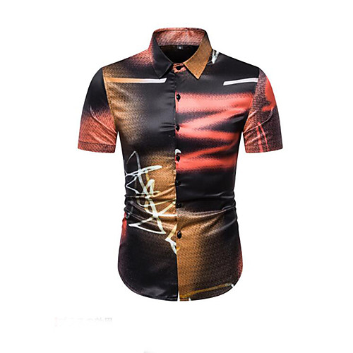 

Men's Abstract Print Shirt Sexy Street chic Daily Going out Brown