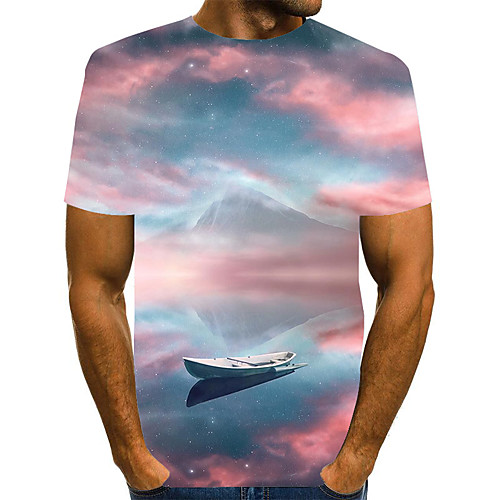 

Men's Graphic Print T-shirt Street chic Exaggerated Daily Going out Rainbow
