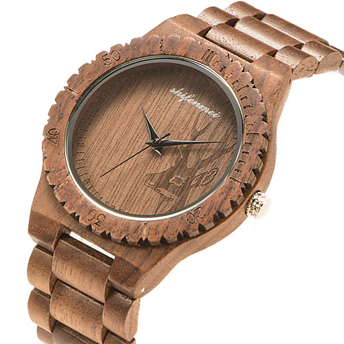 

Men's Sport Watch Quartz Wood Brown Wooden Analog Fashion Wood - Brown