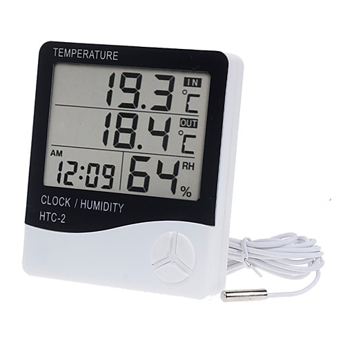 

LCD Digital Temperature Humidity Meter Home Indoor Outdoor hygrometer thermometer Weather Station with Clock