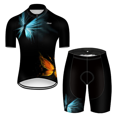 

21Grams Men's Short Sleeve Cycling Jersey with Shorts Nylon Polyester RedBlue Butterfly Gradient Bike Clothing Suit Breathable 3D Pad Quick Dry Ultraviolet Resistant Reflective Strips Sports Solid