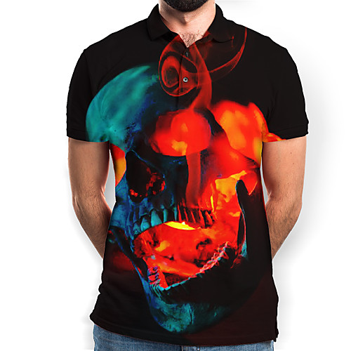 

Men's Graphic Skull Polo Basic Elegant Daily Going out Rainbow