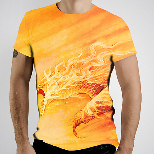 

Men's Graphic Animal Fantastic Beasts Print T-shirt Basic Daily Yellow