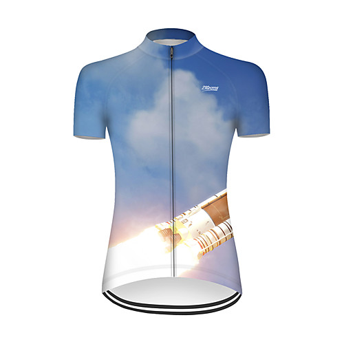 

21Grams Women's Short Sleeve Cycling Jersey Nylon Polyester Blue / White 3D Gradient Rocket Bike Jersey Top Mountain Bike MTB Road Bike Cycling Breathable Quick Dry Ultraviolet Resistant Sports