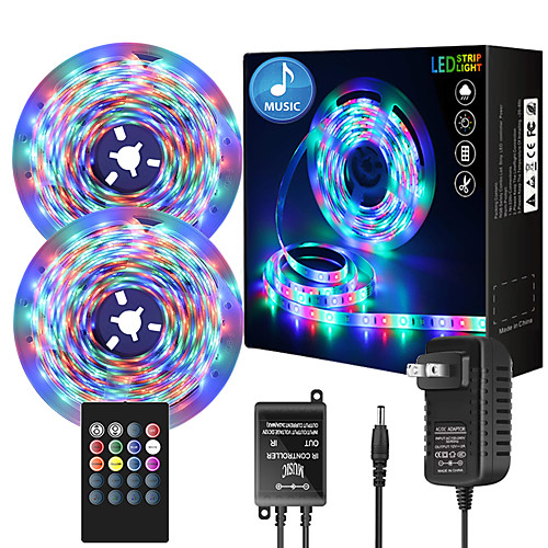 

LED Light Strips RGB Tiktok Lights with Music Sync-Chase Effect Dream Color Music Lights 10M 600LED 2835SMD Rope Lights with IR Remote for Home Party Bedroom DIY Party