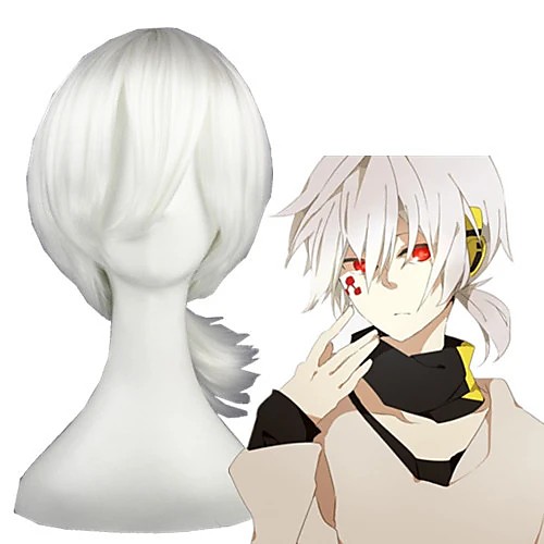 

Cosplay Wig Konoha Kagerou Project Straight Cosplay Halloween With Bangs With Ponytail Wig Medium Length White Synthetic Hair 14 inch Women's Anime Cosplay Easy to Carry White