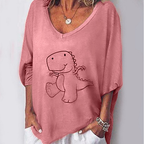 

Women's Tops Graphic T-shirt V Neck Daily Yellow Blushing Pink Gray S M L XL