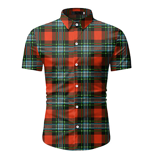 

Men's Geometric Print Shirt Daily Red / Orange / Brown