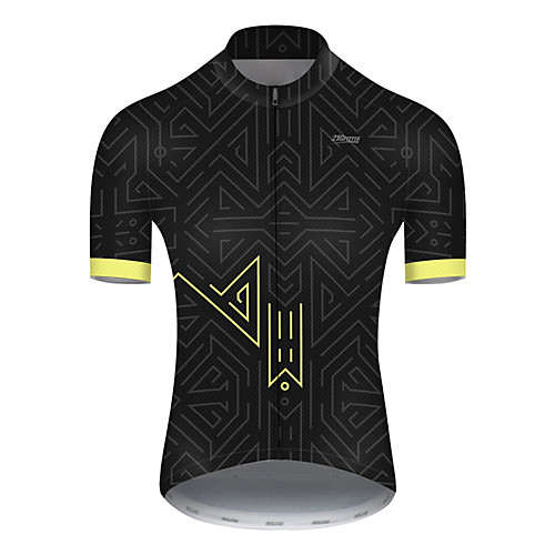 

21Grams Men's Short Sleeve Cycling Jersey Nylon Polyester Black / Yellow Plaid / Checkered Patchwork Bike Jersey Top Mountain Bike MTB Road Bike Cycling Breathable Quick Dry Ultraviolet Resistant