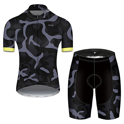 

21Grams Men's Short Sleeve Cycling Jersey with Shorts Nylon Polyester Camouflage Patchwork Camo / Camouflage Bike Clothing Suit Breathable 3D Pad Quick Dry Ultraviolet Resistant Reflective Strips