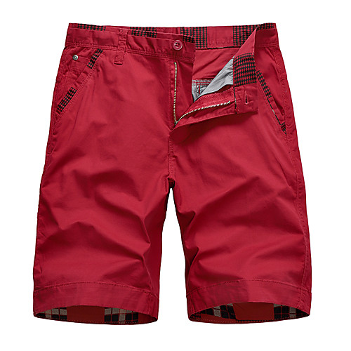 

Men's Basic Breathable Cotton Slim Daily Holiday Chinos Shorts Pants Solid Colored Knee Length Black Wine Army Green / Summer