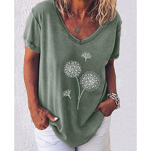 

Women's T-shirt Geometric Tops V Neck Daily Summer White Black Blue S M L XL 2XL 3XL 4XL 5XL
