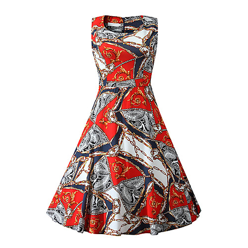 

Women's Sheath Dress Knee Length Dress - Sleeveless Geometric Summer Casual 2020 Rainbow XS S M L XL XXL