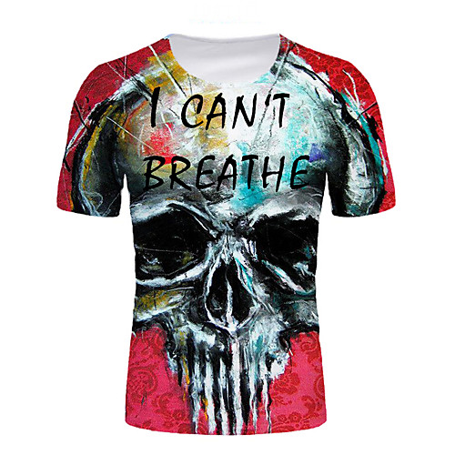 

Men's T shirt Graphic Skull Print Short Sleeve Daily Tops Rainbow